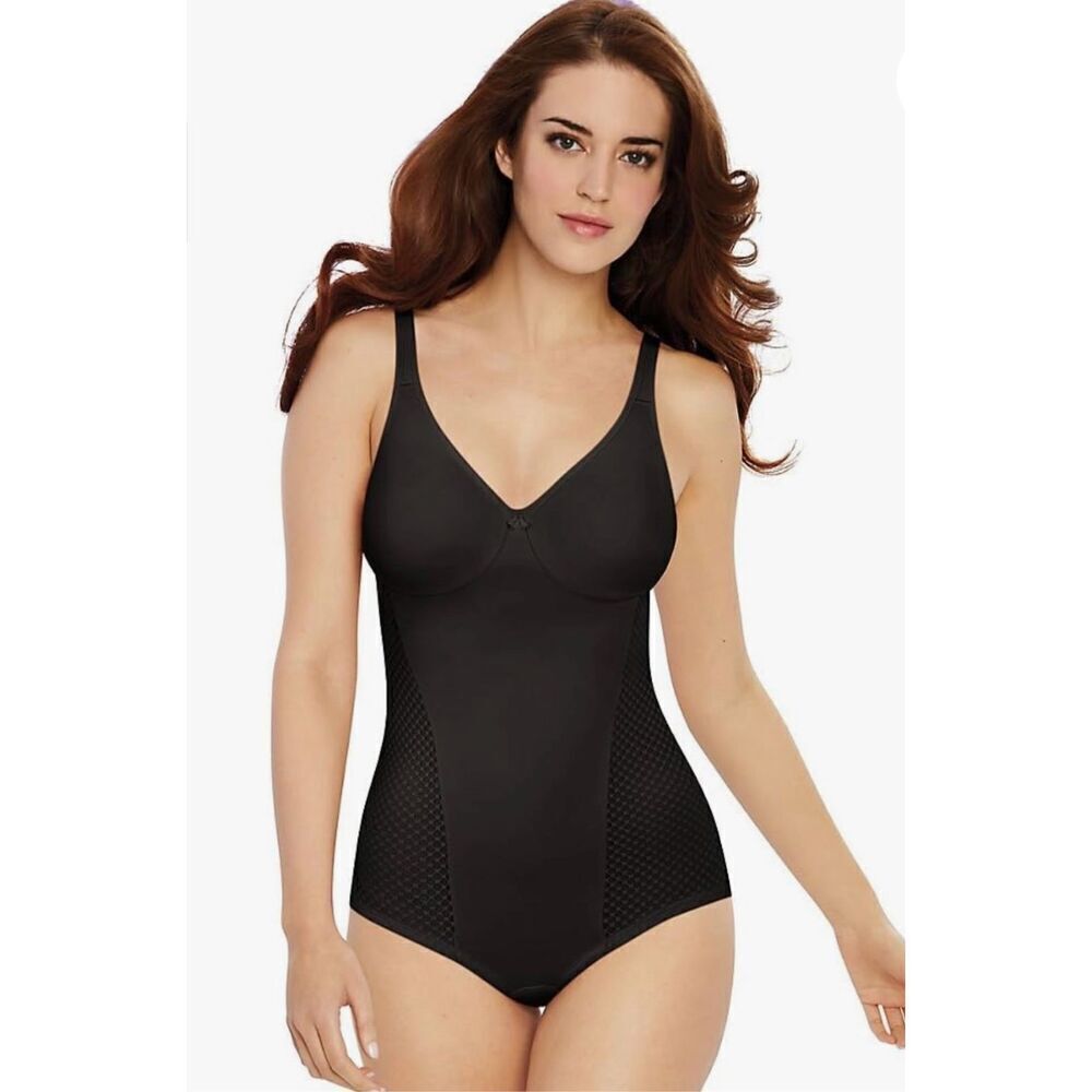 Bali Body Shaper 36 C Built-in Minimizer Underwire Bra Black Adjustable straps*
